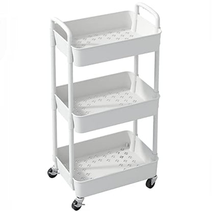Modern Sywhitta 3-Tier Plastic Rolling Utility Cart with Handle, Set