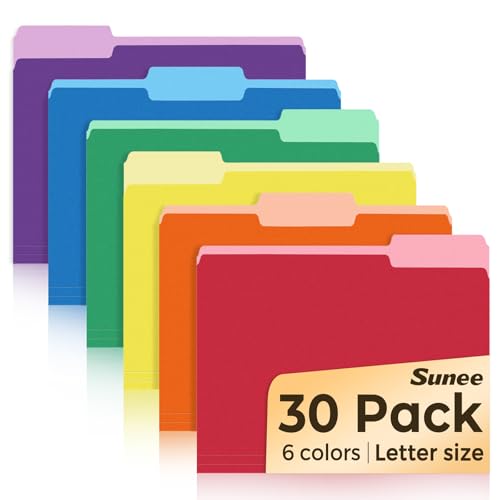 Eco-Friendly SUNEE File Folders, 30 Pack Manilla Folders 8.5 x 11, Essentials