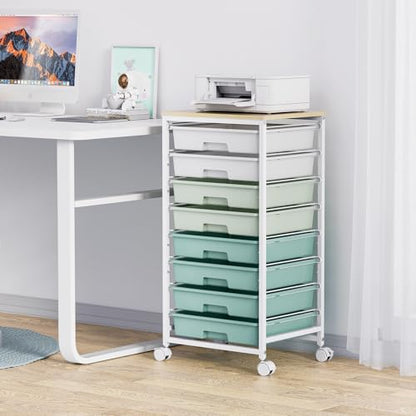 Eco-Friendly Rolling Storage Utility Cart Organizers with 8 Drawers and for Daily Use
