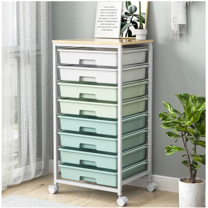 Eco-Friendly Rolling Storage Utility Cart Organizers with 8 Drawers and for Daily Use